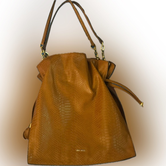 Nine West Shoulder Handbag Faux Leather w/ Tassels Brown - Picture 1 of 6